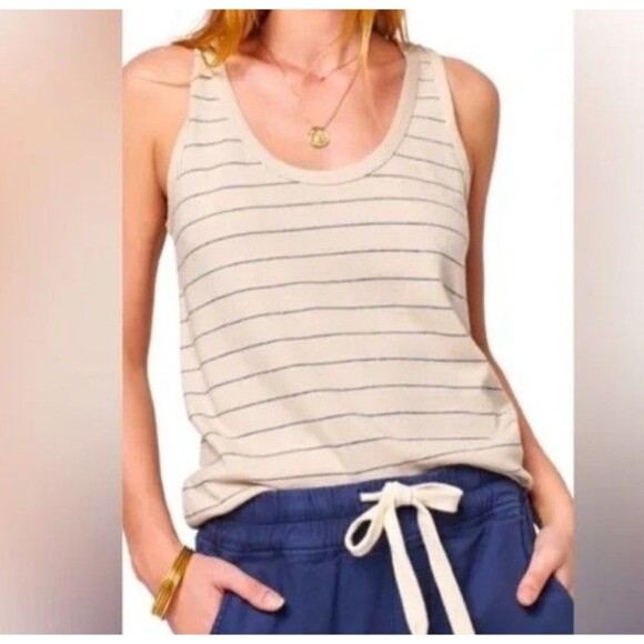 Faherty Tops - Faherty Size S Whisper Organic Cotton Blend Tank Beige Pink Stripe NWT